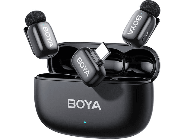 Micrófono Lavalier Inalámbrico Doble Boya BOYAMINI 2-02 con Conector USB-C (Negro Mate)