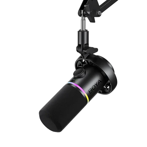 Micrófono Dinámico BOYA CastMic S60 con Iluminación RGB y Conexión USB-C y XLR