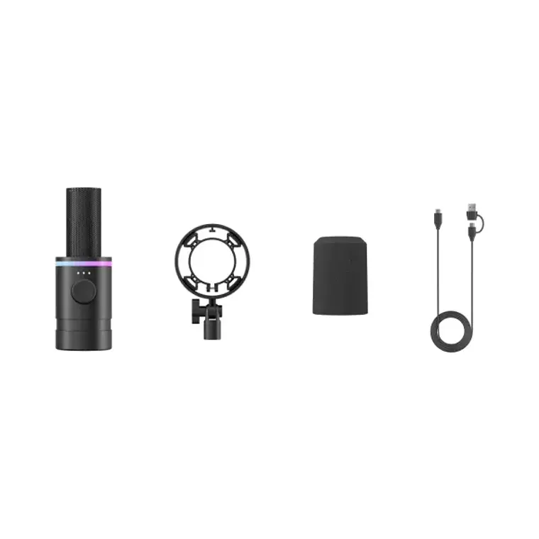 Micrófono Dinámico BOYA CastMic S60 con Iluminación RGB y Conexión USB-C y XLR 5