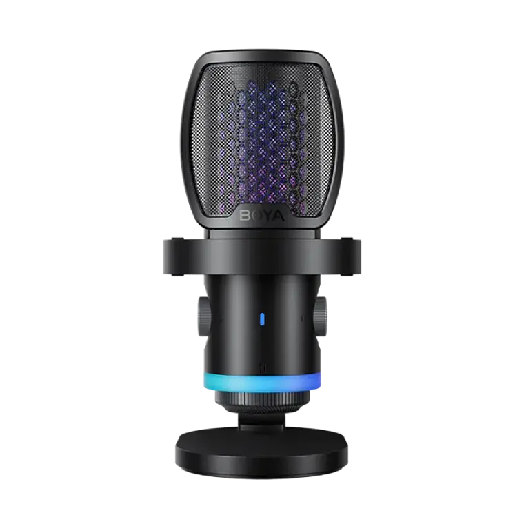 Micrófono de Escritorio Boya CastMic G40 con Iluminación RGB, Cancelación de Ruido y Conexión USB 1
