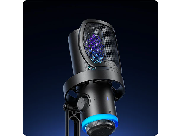 Micrófono de Escritorio Boya CastMic G40 con Iluminación RGB, Cancelación de Ruido y Conexión USB