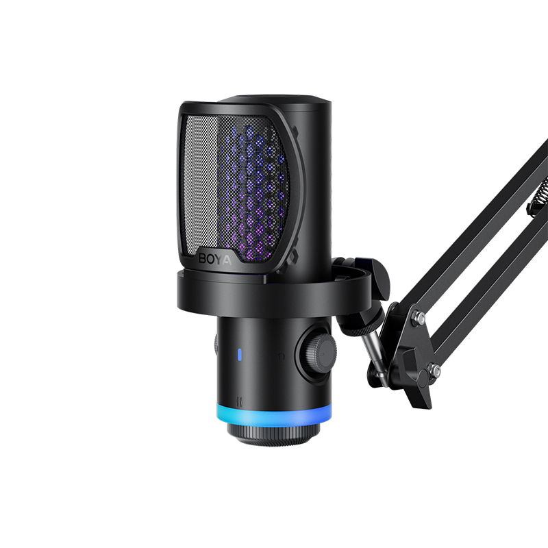 Micrófono de Escritorio Boya CastMic G40 con Iluminación RGB, Cancelación de Ruido y Conexión USB 4