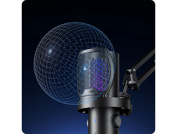 Micrófono de Escritorio Boya CastMic G40B con Brazo, Iluminación RGB, Cancelación de Ruido y Conexión USB