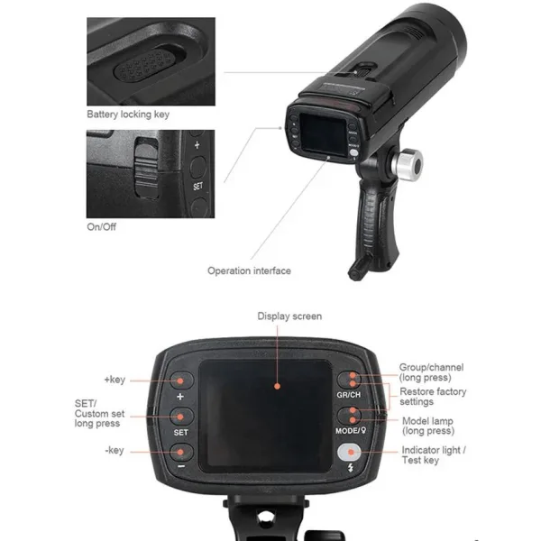 Flash de Estudio Portátil 250 W con Batería Recargable Triopo F1-250 4