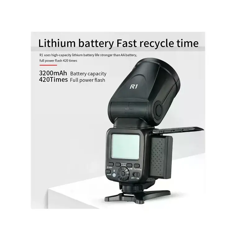 Flash de Cabeza Redonda TTL 2.4G Compatible con Canon y Nikon Triopo R1 2