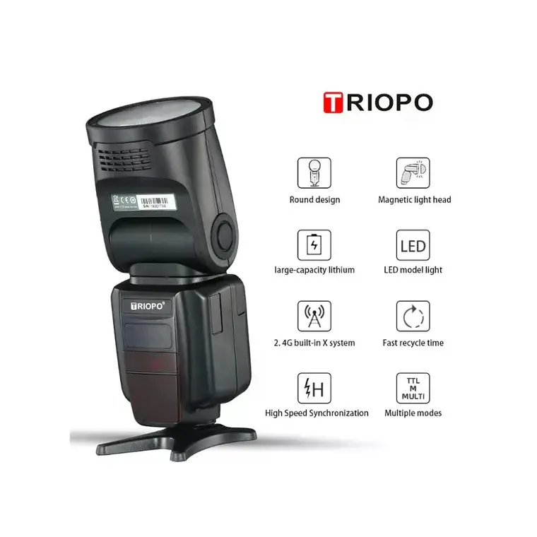 Flash de Cabeza Redonda TTL 2.4G Compatible con Canon y Nikon Triopo R1 5