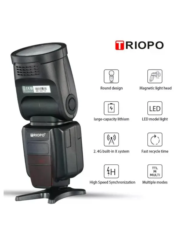 Flash de Cabeza Redonda TTL 2.4G para Sony Triopo R1 7