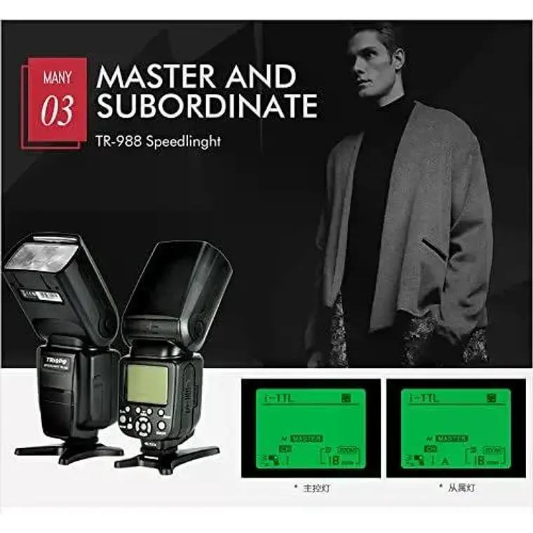 Flash para Canon y Nikon Alta Velocidad 1/8000 HSS E-TTL I-TTL GN58 Triopo TR-988 4