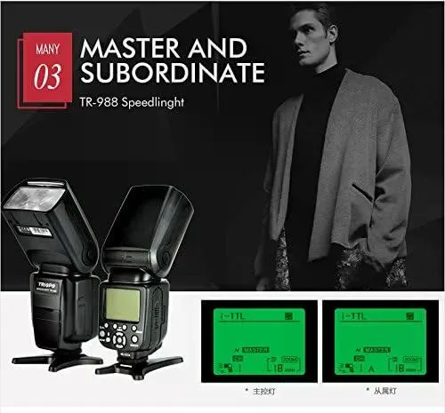 Flash para Canon y Nikon Alta Velocidad 1/8000 HSS E-TTL I-TTL GN58 Triopo TR-988 4