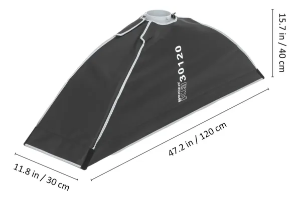 Softbox de Armado Instantáneo 30×120 cm con Montura Bowens y Speedlight Triopo K3-30120 + TR-07C 1