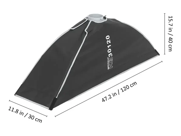 Softbox de Armado Instantáneo 30×120 cm con Montura Bowens y Speedlight Triopo K3-30120 + TR-07C