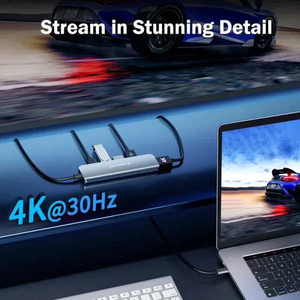 Hub USB-C 5 en 1 con HDMI 4K y Carga Rápida para Profesionales en Movimiento Lemorele TC101 5