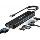 Hub USB-C 7 en 1 con HDMI, Lector SD y Micro SD Lemorele TC70L 1