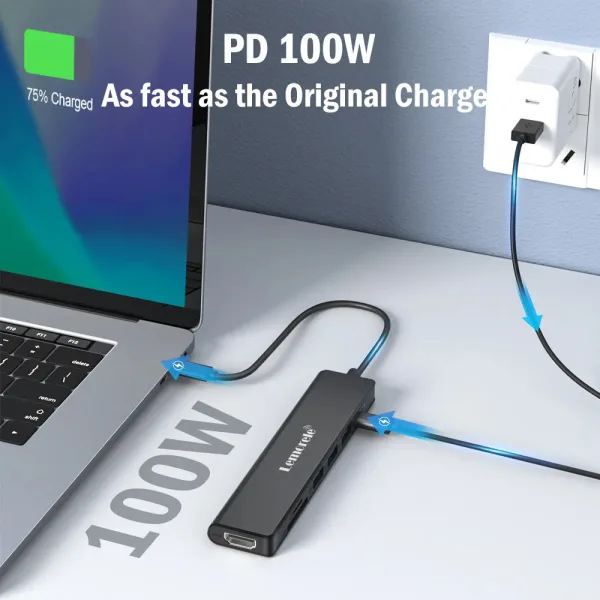 Hub USB-C 7 en 1 con HDMI, Lector SD y Micro SD Lemorele TC70L 4