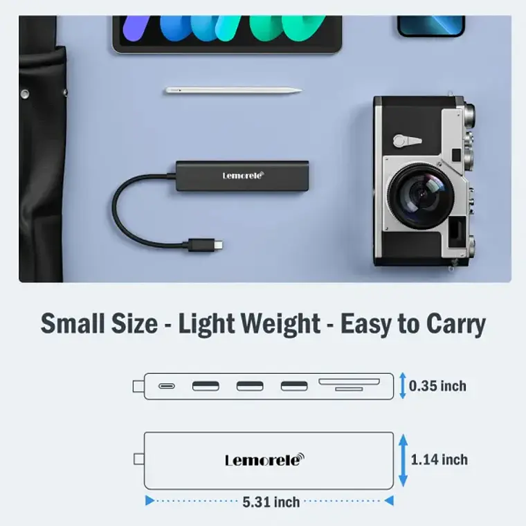 Hub USB-C 7 en 1 con HDMI, Lector SD y Micro SD Lemorele TC70L 5