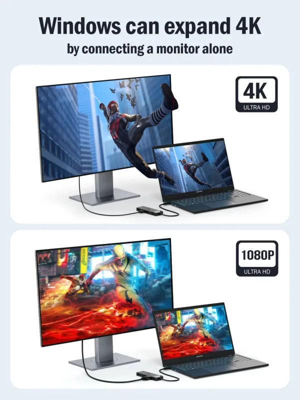 Docking Station USB-C 10 en 1 con Triple Salida de Video y Audio 3,5 mm Lemorele TC94 4