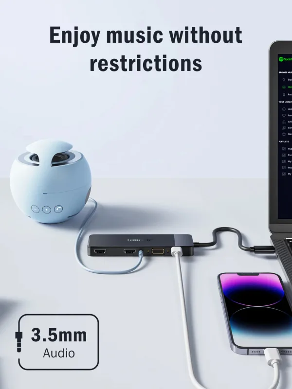 Docking Station USB-C 10 en 1 con Triple Salida de Video y Audio 3,5 mm Lemorele TC94 5