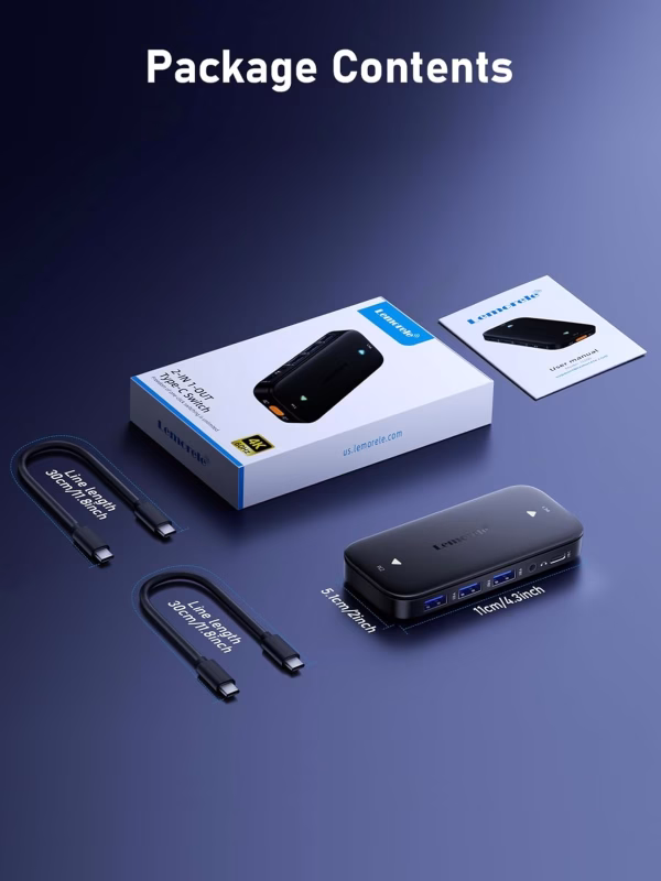 Conmutador KVM para 2 Computadores y Múltiples Periféricos Lemorele H200 7