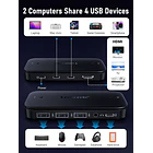 Conmutador KVM para 2 Computadores y Múltiples Periféricos Lemorele H200 3