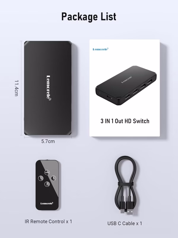 Switch HDMI 4K con Control Remoto Lemorele G99 7