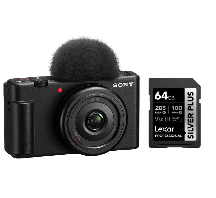 Cámara Mirrorless Sony ZV-1F + Memoria Lexar 64gb sdxc uhs-I v30 1