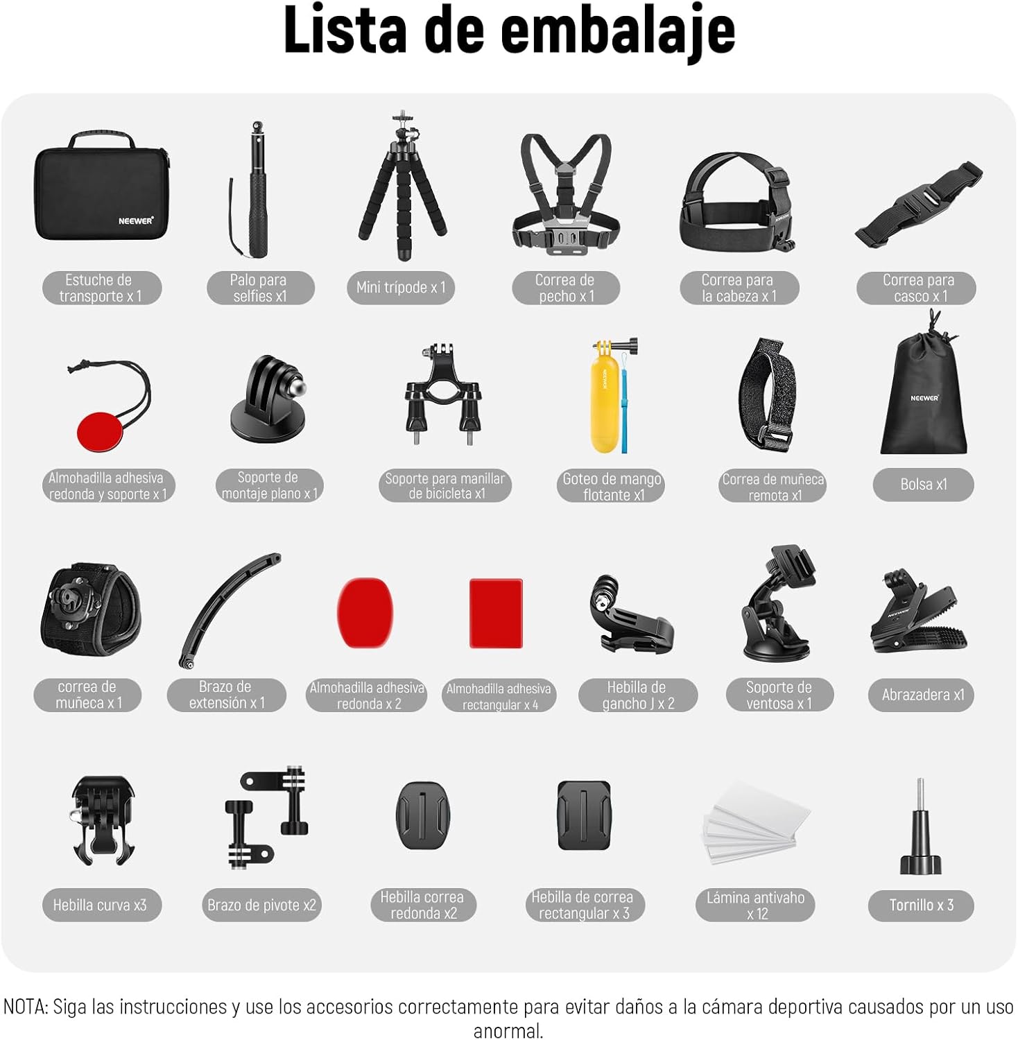 Cámara 360° Insta360 X5 8K + Kit Accesorios 50 en 1 Neewer para Cámaras de Acción 3