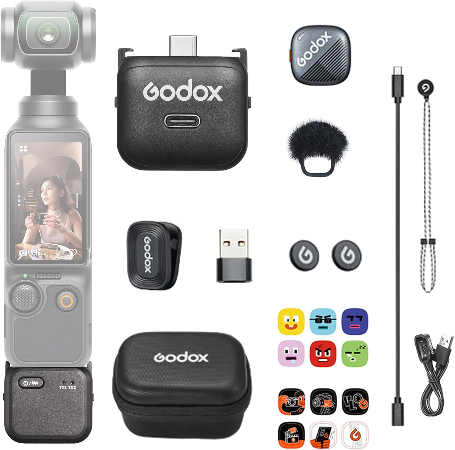 Kit de Micrófono Inalámbrico para Osmo Pocket hasta 200 m Godox Cube-OP3 2