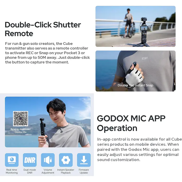 Kit de Micrófono Inalámbrico para Osmo Pocket hasta 200 m Godox Cube-OP3 6