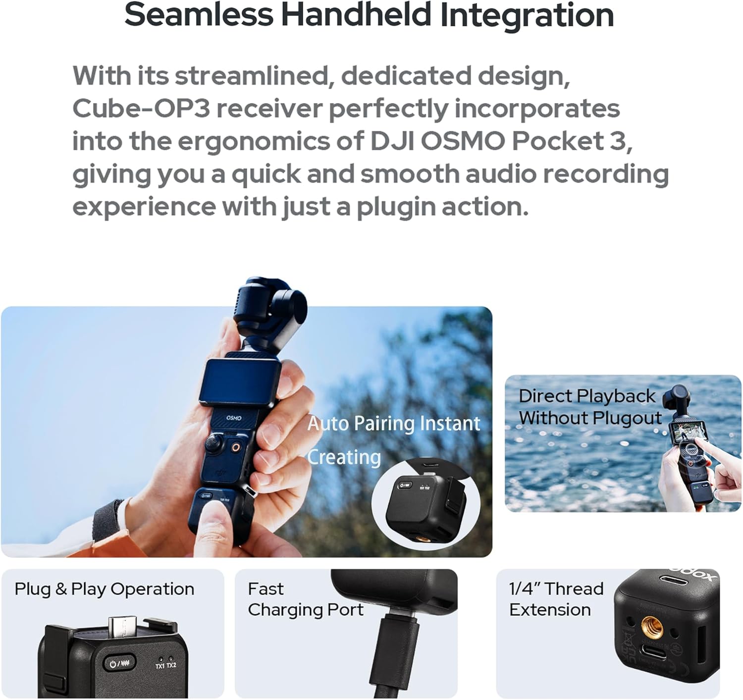 Kit de Micrófono Inalámbrico para Osmo Pocket hasta 200 m Godox Cube-OP3 8