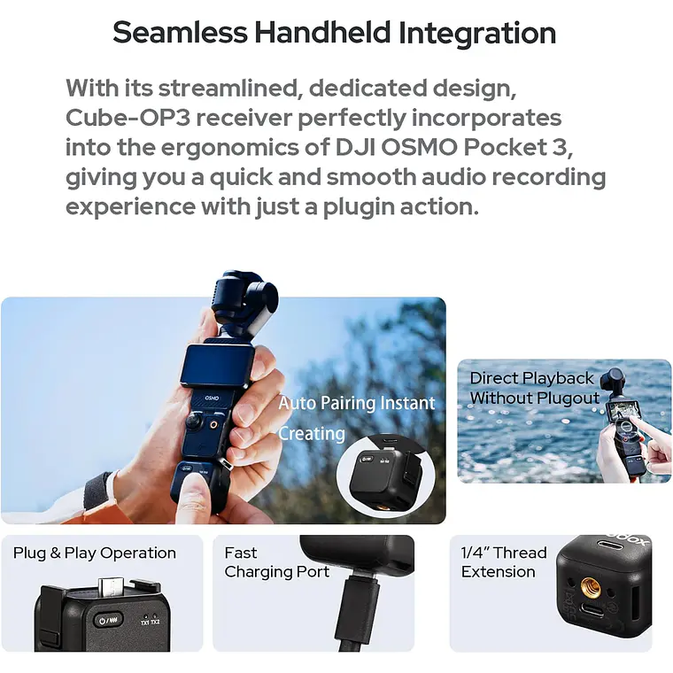Kit de Micrófono Inalámbrico para Osmo Pocket hasta 200 m Godox Cube-OP3 8