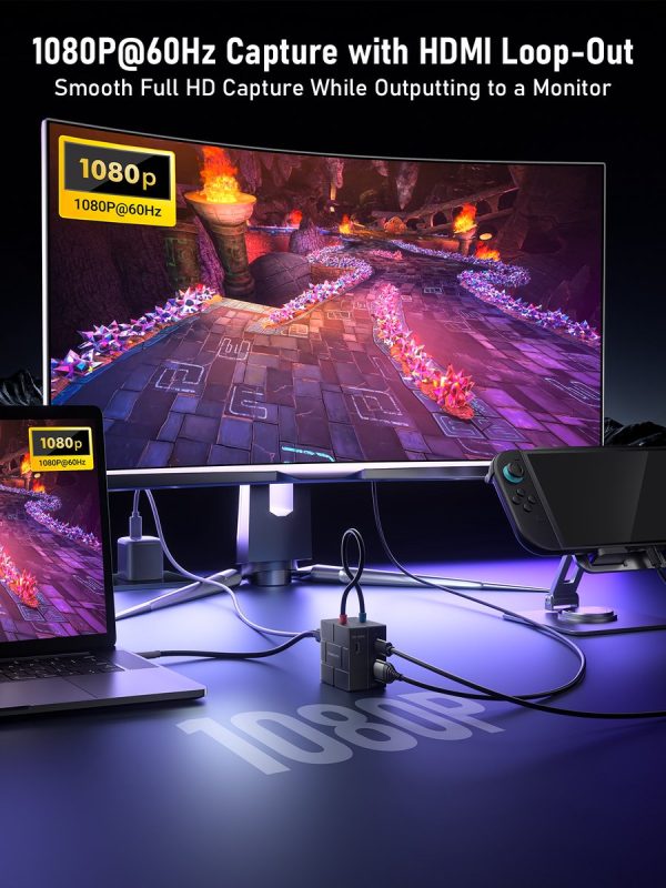 Capturadora de Video 1080p con Hub USB-C Lemorele AC12 5