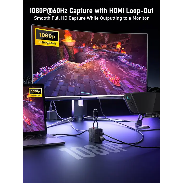 Capturadora de Video 1080p con Hub USB-C Lemorele AC12 5