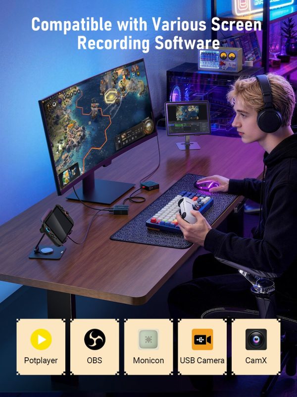 Capturadora de Video 1080p con Hub USB-C Lemorele AC12 2