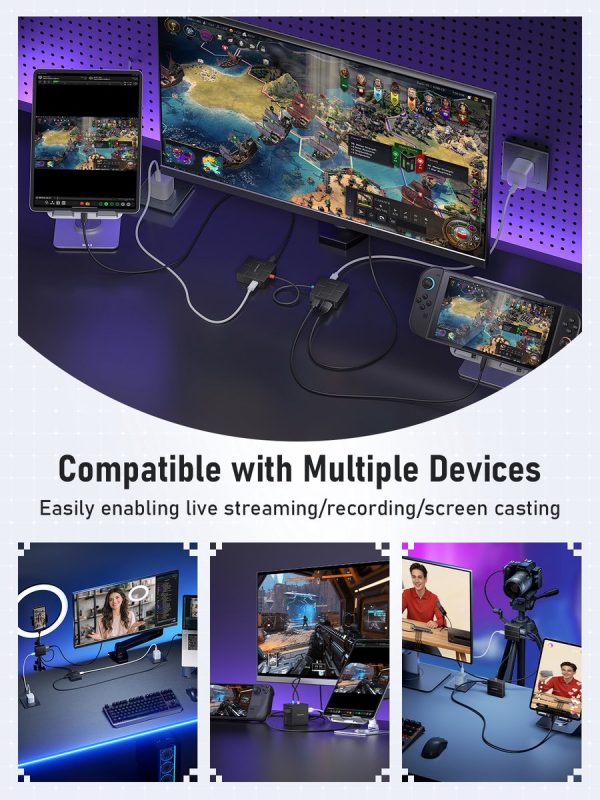 Capturadora de Video 1080p con Hub USB-C Lemorele AC12 7