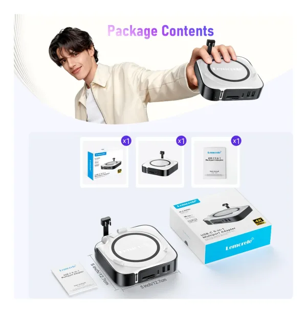 Docking Station para Mac Mini M4 Lemorele TC800 4