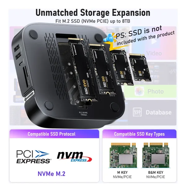 Docking Station para Mac Mini M4 Lemorele TC800 6