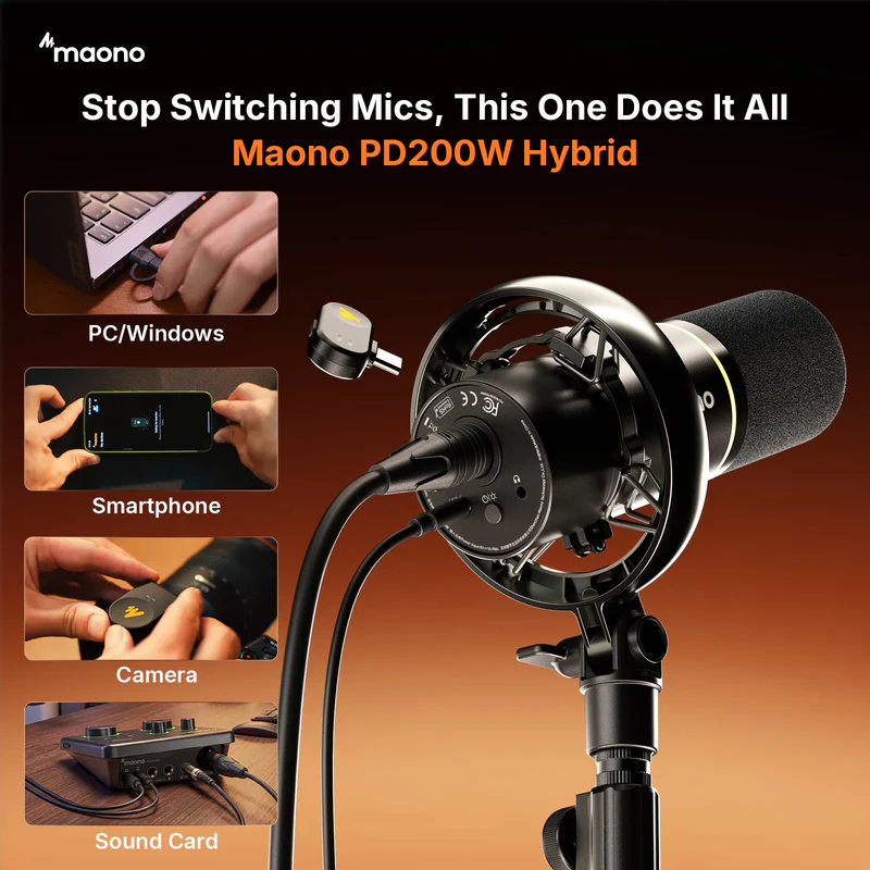 Micrófono Maono PD200W para Podcasting Híbrido 3