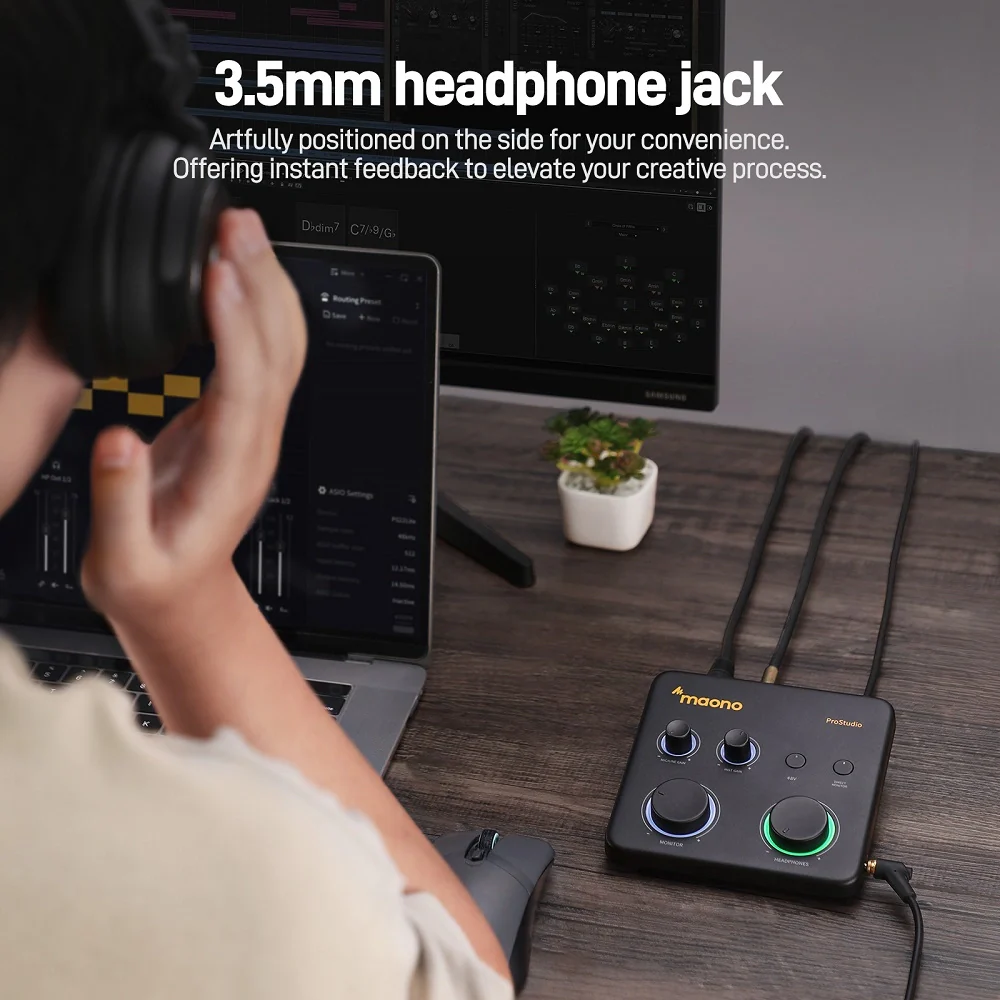 KreaKit Mamá creadora contenido Podcast Micrófono Maono PD400X XLR USB + Interface Maono PS22 Lite 8