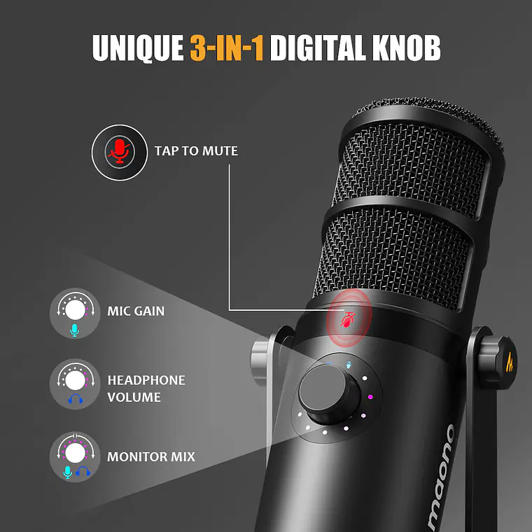 KreaKit Mamá creadora contenido Podcast Micrófono Maono PD400X XLR USB + Interface Maono PS22 Lite 4