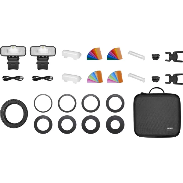 Kit de Flash Macro Doble con Accesorios Godox MF12-K2 6