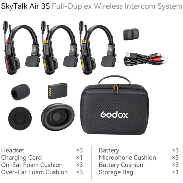 Sistema de Intercomunicación Inalámbrico para 3 Personas Godox SkyTalk Air 3S 6