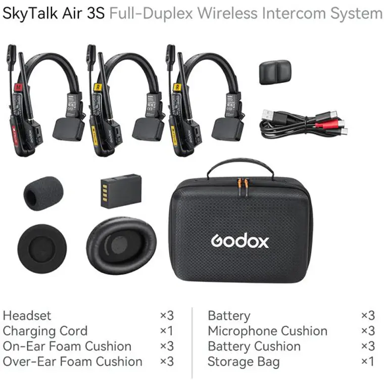 Sistema de Intercomunicación Inalámbrico para 3 Personas Godox SkyTalk Air 3S 6