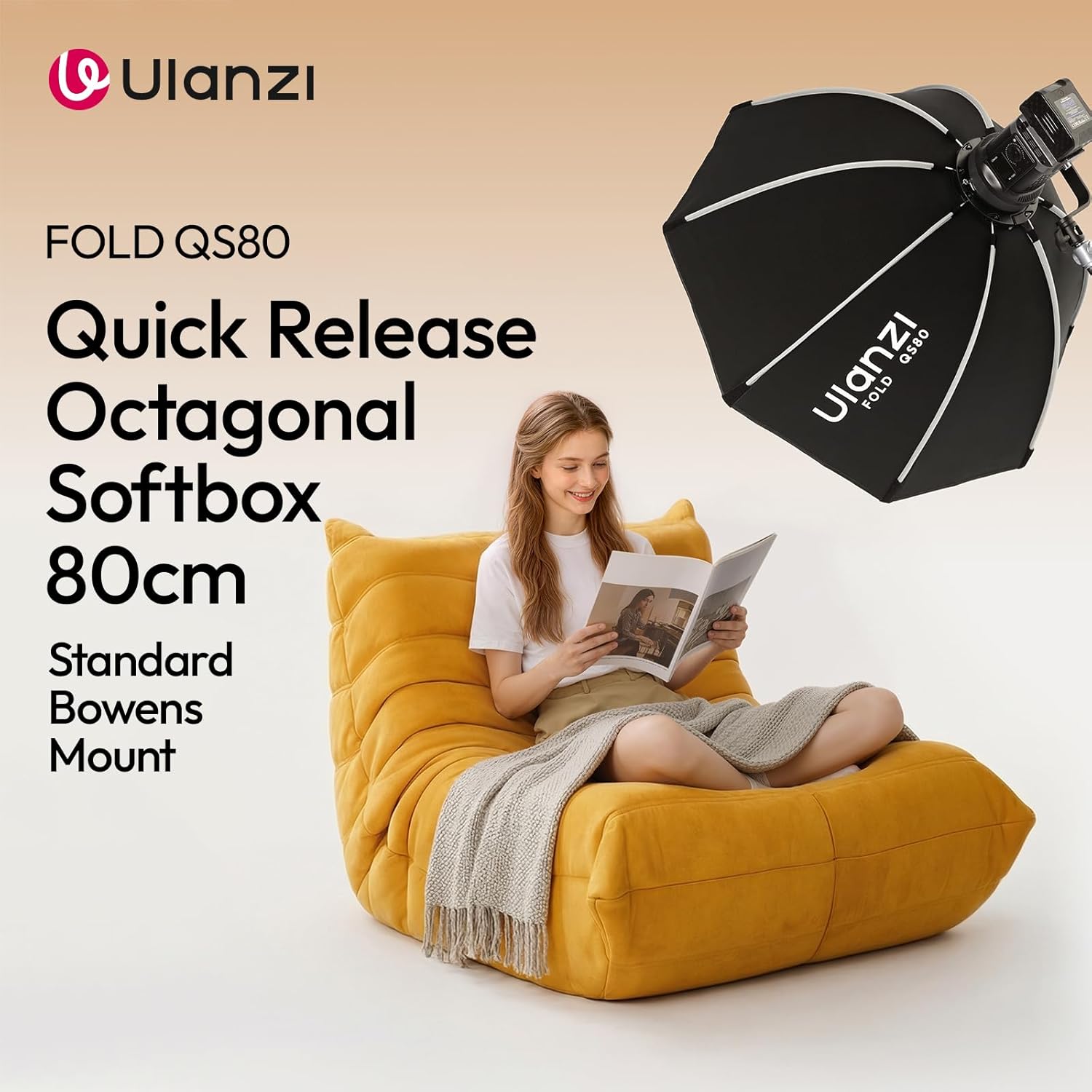 Softbox de Armado Ultra Rápido 80 cm con Montura Bowens Ulanzi FOLD QS80 9