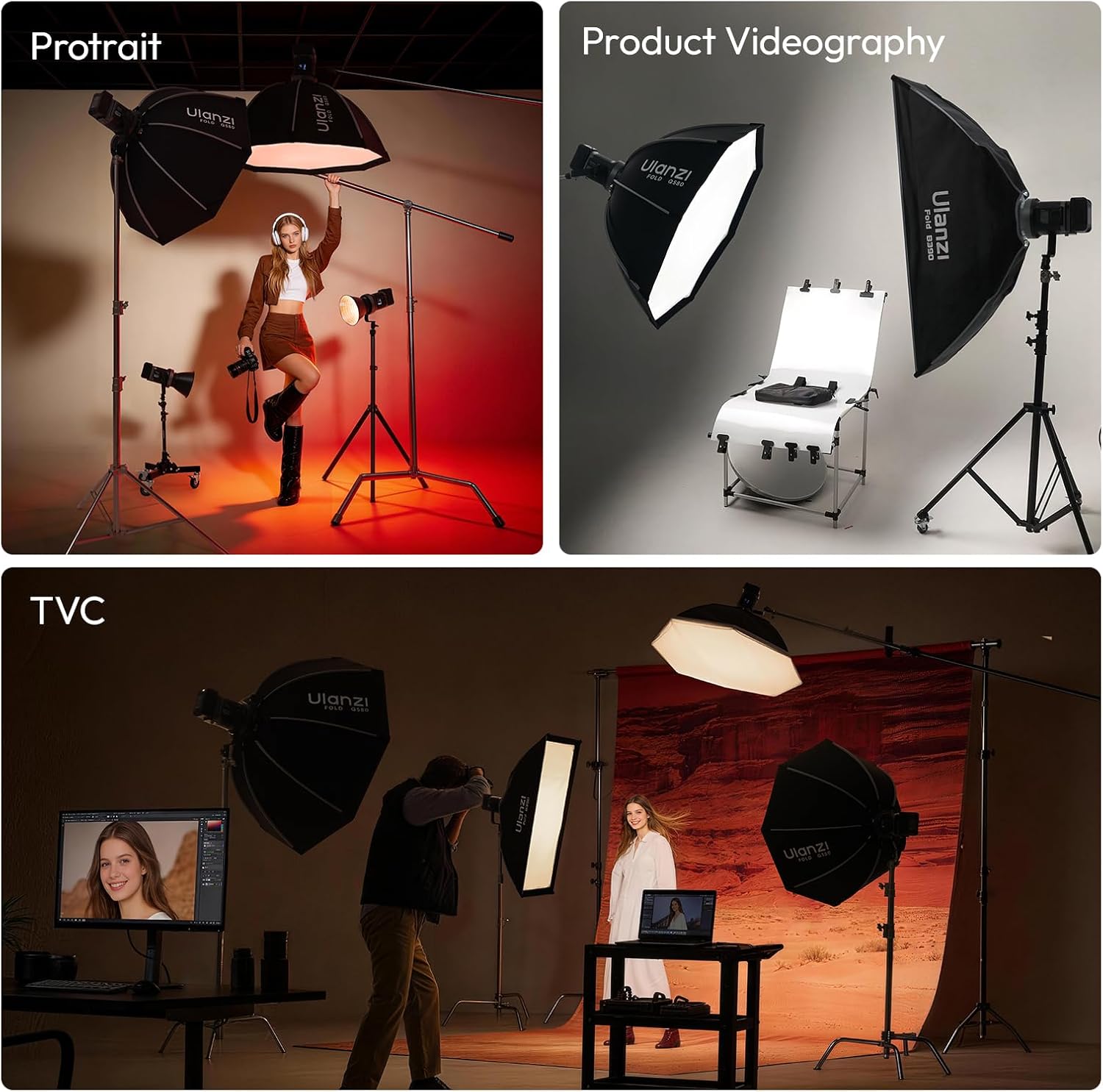 Softbox de Armado Ultra Rápido 80 cm con Montura Bowens Ulanzi FOLD QS80 3