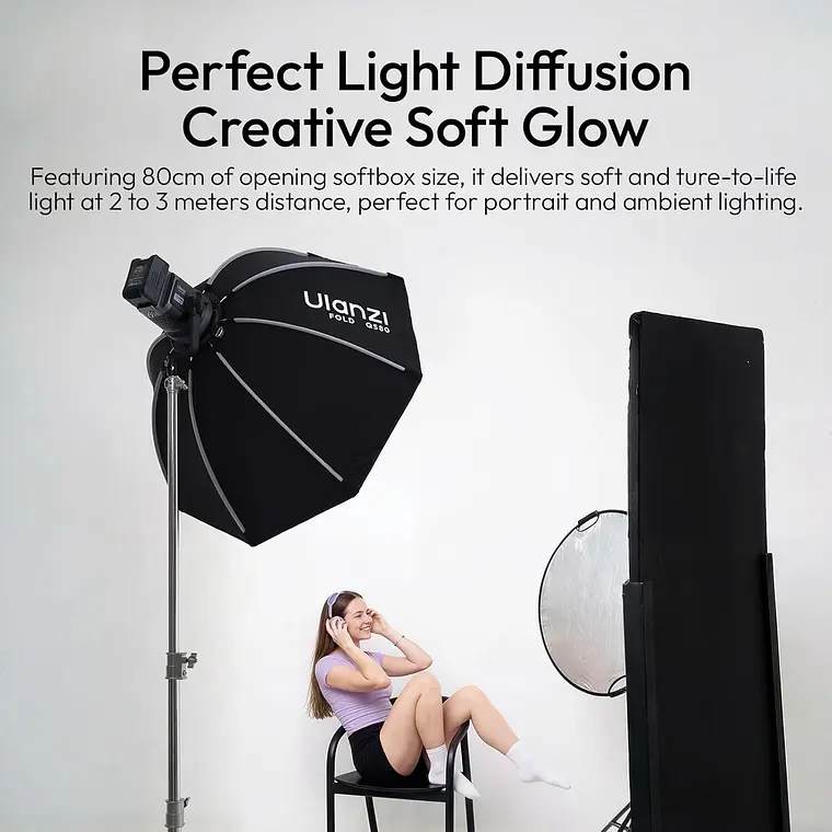 Softbox de Armado Ultra Rápido 80 cm con Montura Bowens Ulanzi FOLD QS80 8