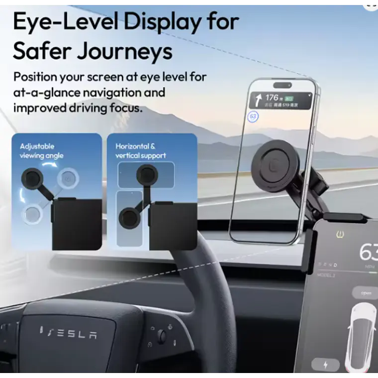Montura para Teléfonos en Pantallas de Automóviles Compatible con Vehículos Tesla Ulanzi SK28 3