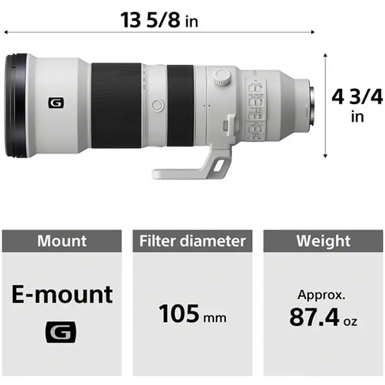 Lente Sony FE 400-800mm F6.3-8 G OSS 12