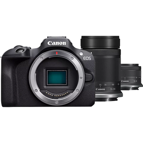 Cámara Canon EOS R100 con Lentes RF-S 18-45mm y 55-210mm (IMPORTADO)