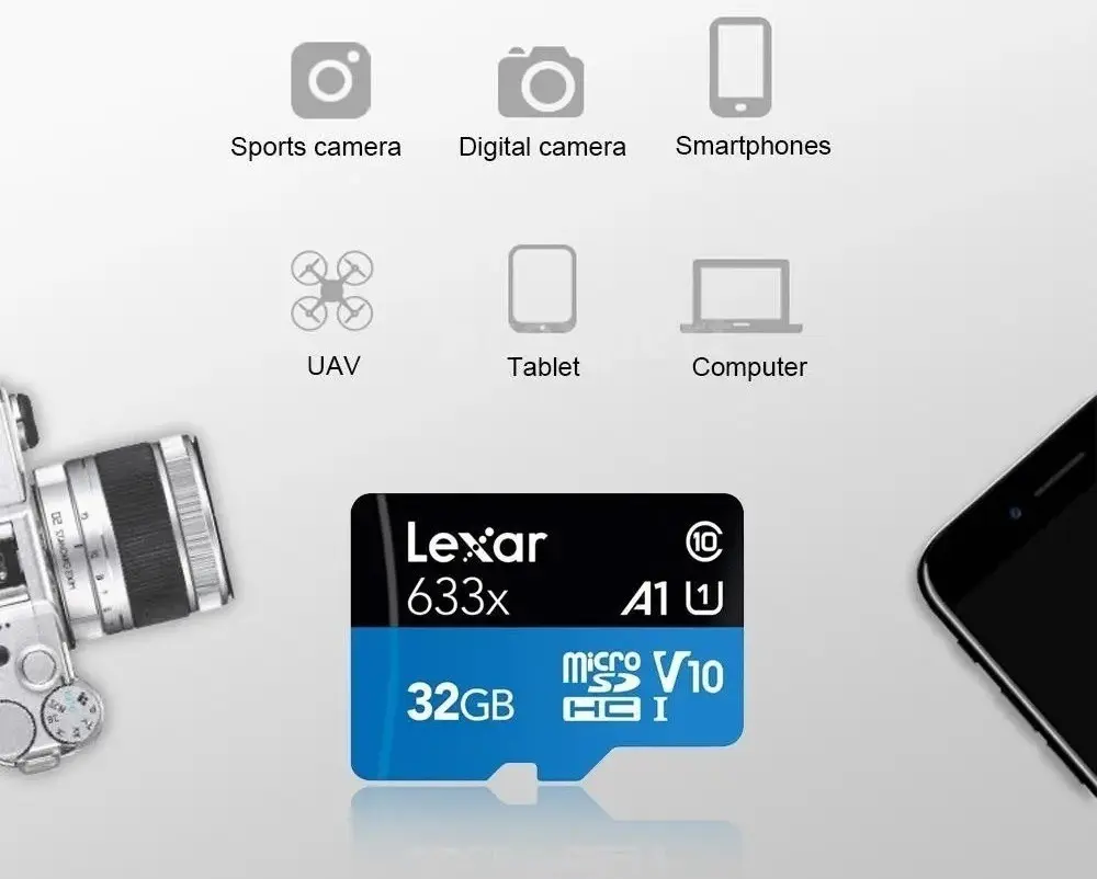 Tarjeta de Memoria microSDHC UHS-I 32 GB Lexar 633x 100 MB/s 3