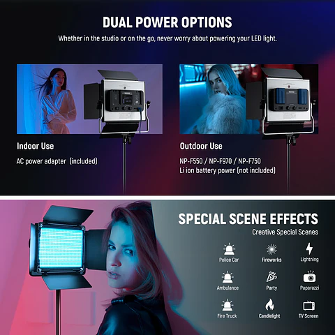 Kit de 2 Paneles de Luz LED RGB Neewer 660 PRO II con Control por App, 2 Trípodes de 200 cm y Bolsa de Transporte 